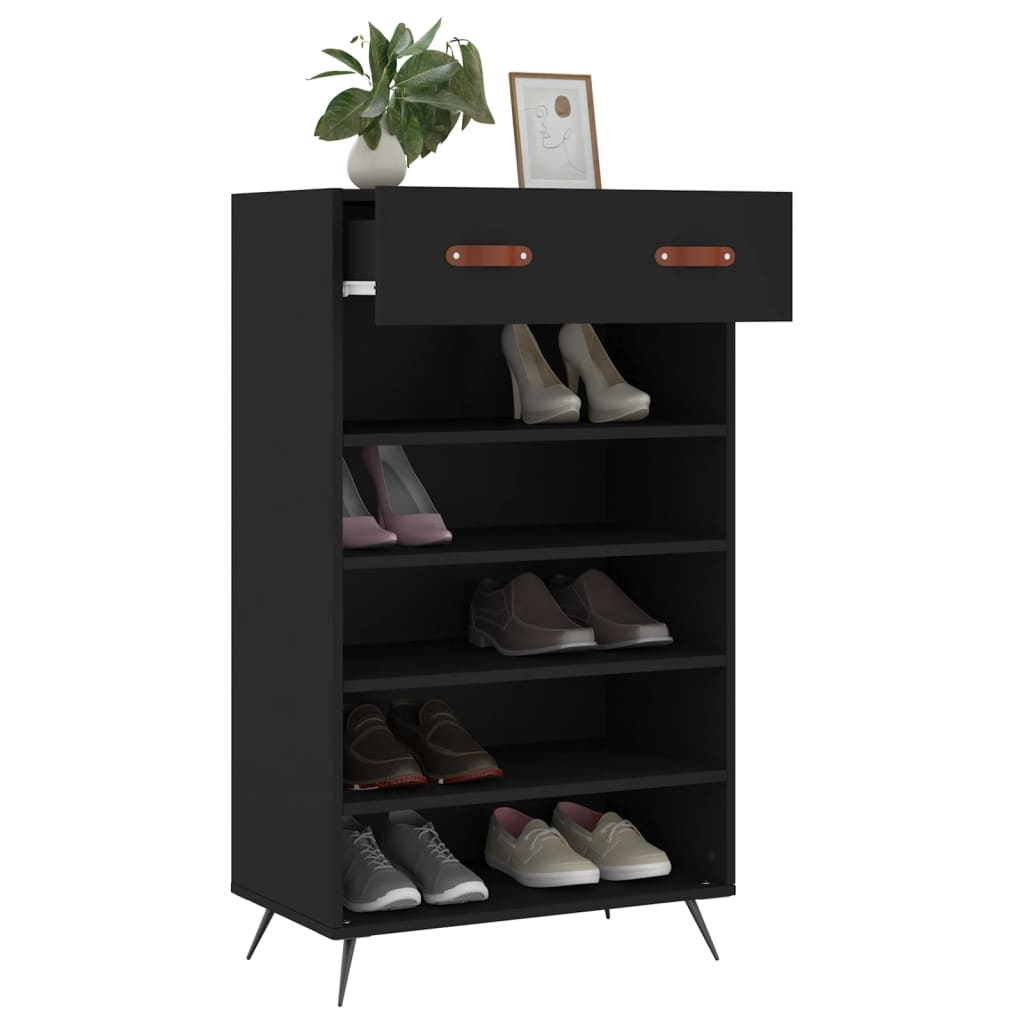fekete szerelt fa cipőszekrény 60 x 35 x 105 cm