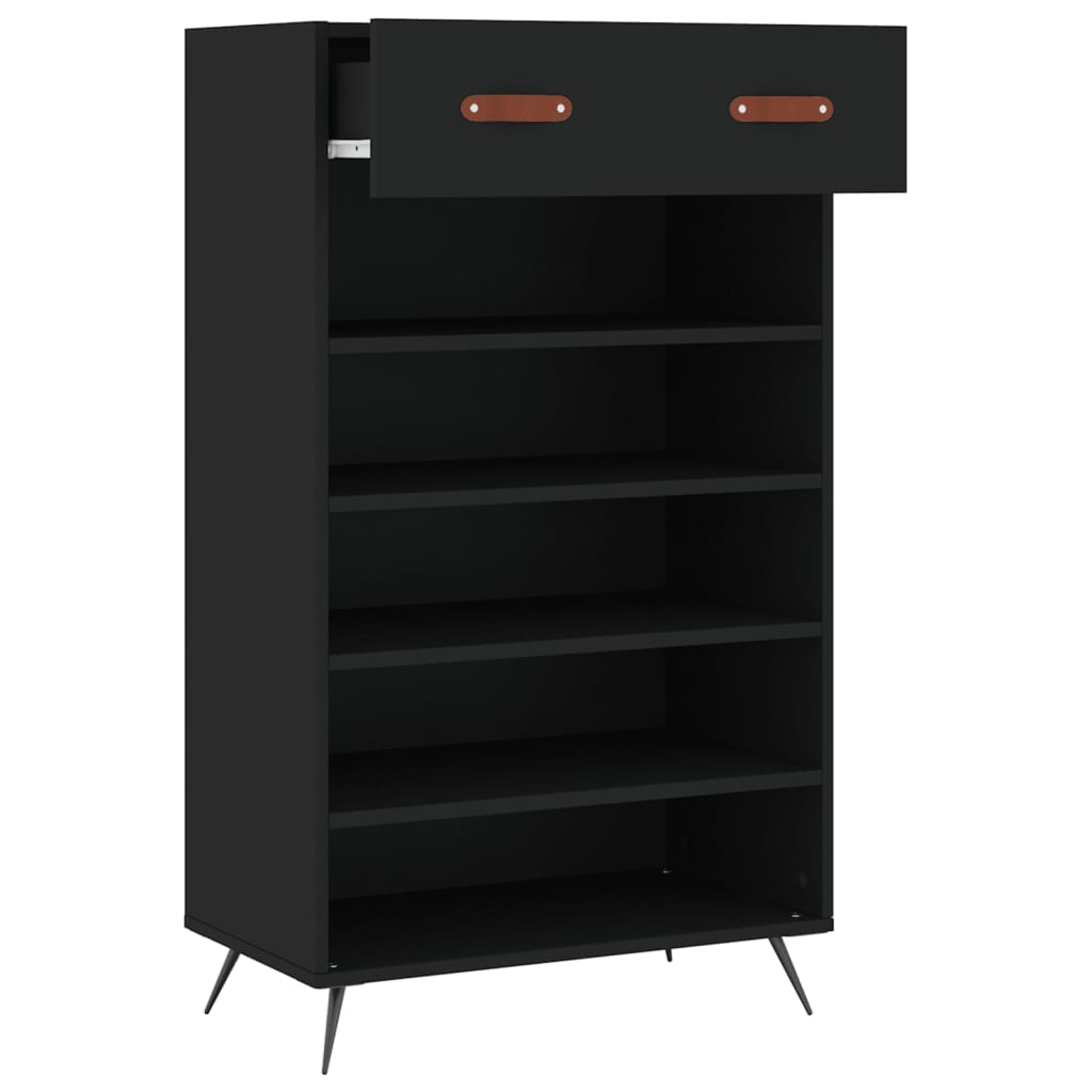 fekete szerelt fa cipőszekrény 60 x 35 x 105 cm