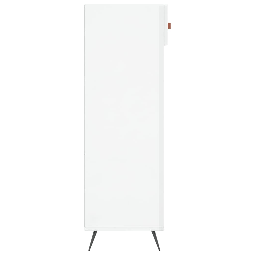 magasfényű fehér szerelt fa cipőszekrény 60 x 35 x 105 cm