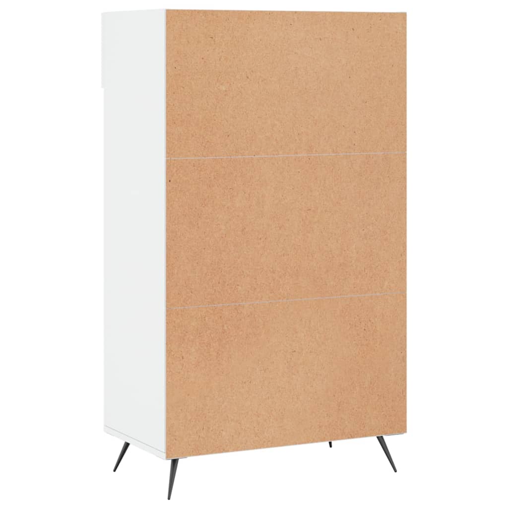magasfényű fehér szerelt fa cipőszekrény 60 x 35 x 105 cm