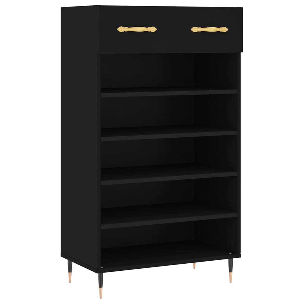fekete szerelt fa cipőszekrény 60 x 35 x 105 cm