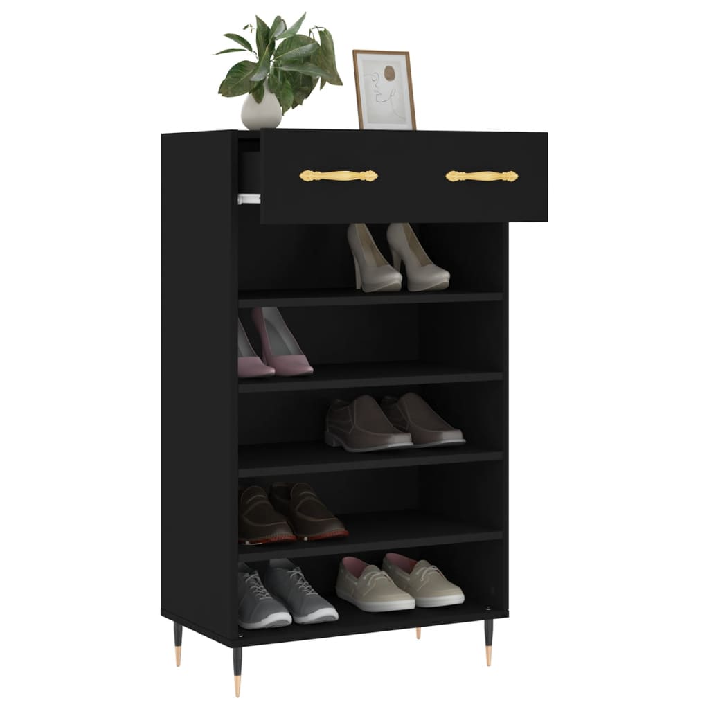 fekete szerelt fa cipőszekrény 60 x 35 x 105 cm