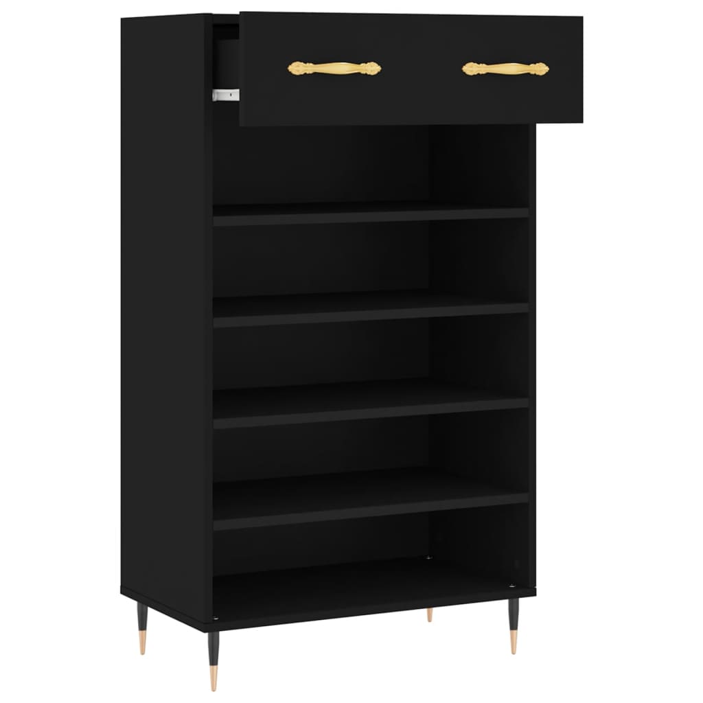 fekete szerelt fa cipőszekrény 60 x 35 x 105 cm
