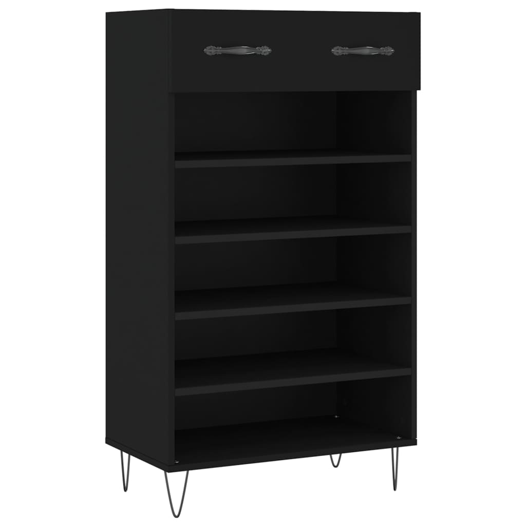 fekete szerelt fa cipőszekrény 60 x 35 x 105 cm