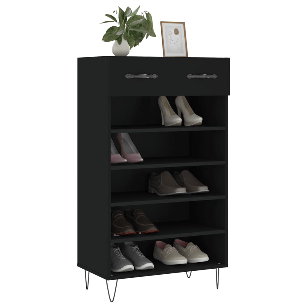 fekete szerelt fa cipőszekrény 60 x 35 x 105 cm