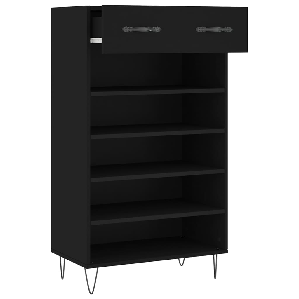 fekete szerelt fa cipőszekrény 60 x 35 x 105 cm