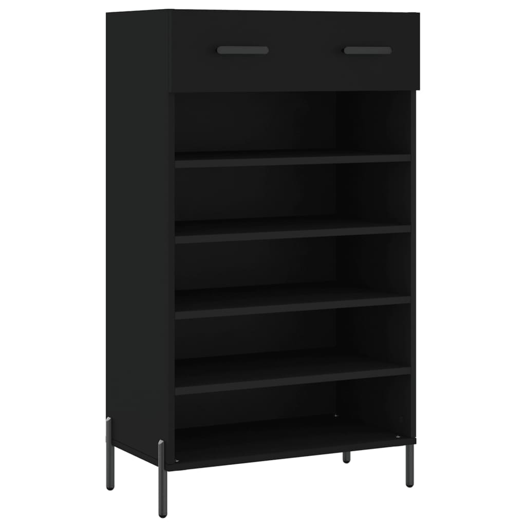 fekete szerelt fa cipőszekrény 60 x 35 x 105 cm