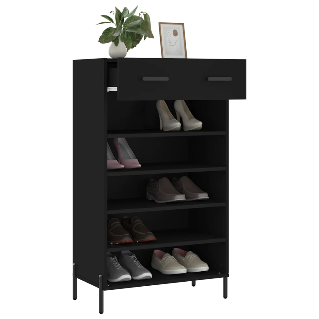 fekete szerelt fa cipőszekrény 60 x 35 x 105 cm