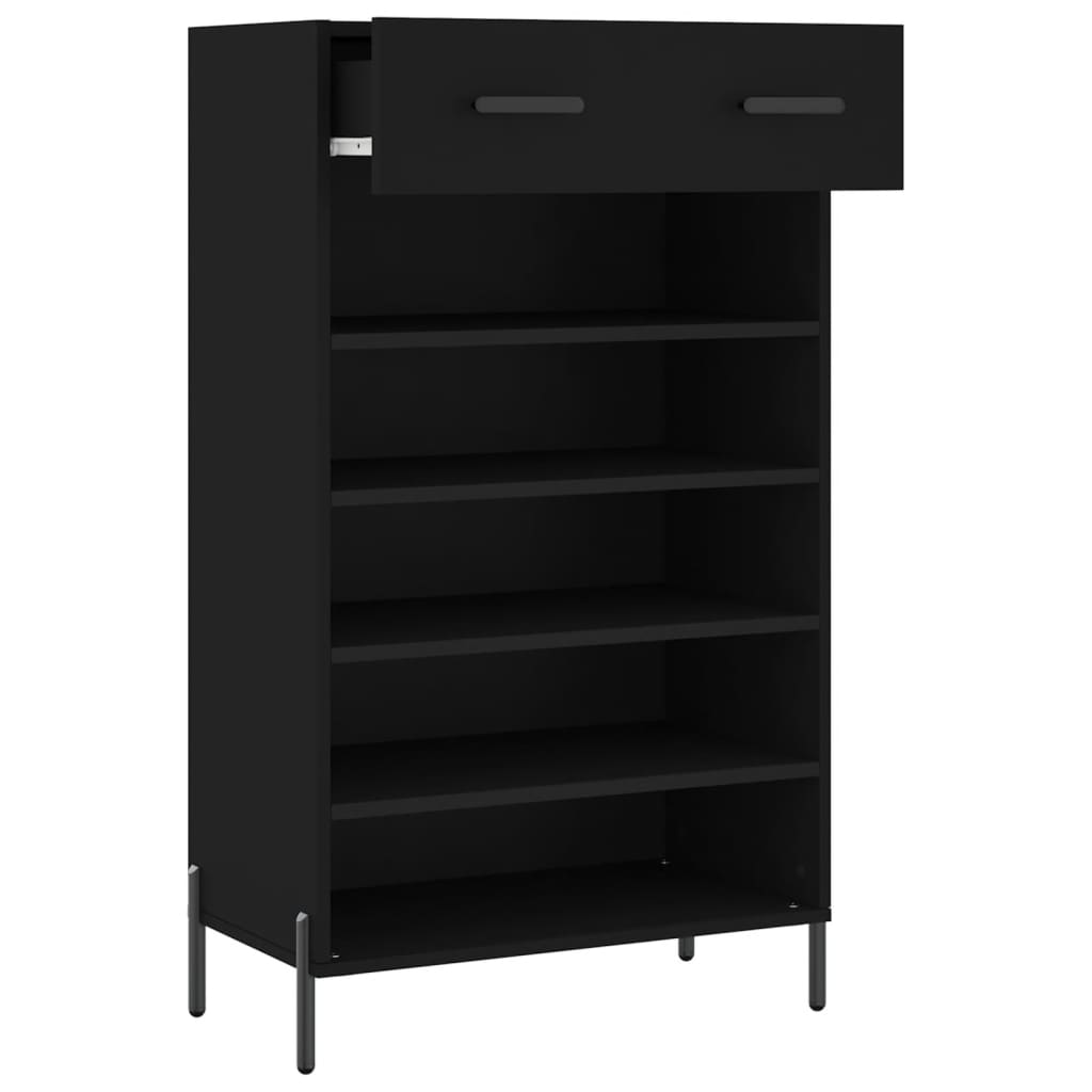 fekete szerelt fa cipőszekrény 60 x 35 x 105 cm