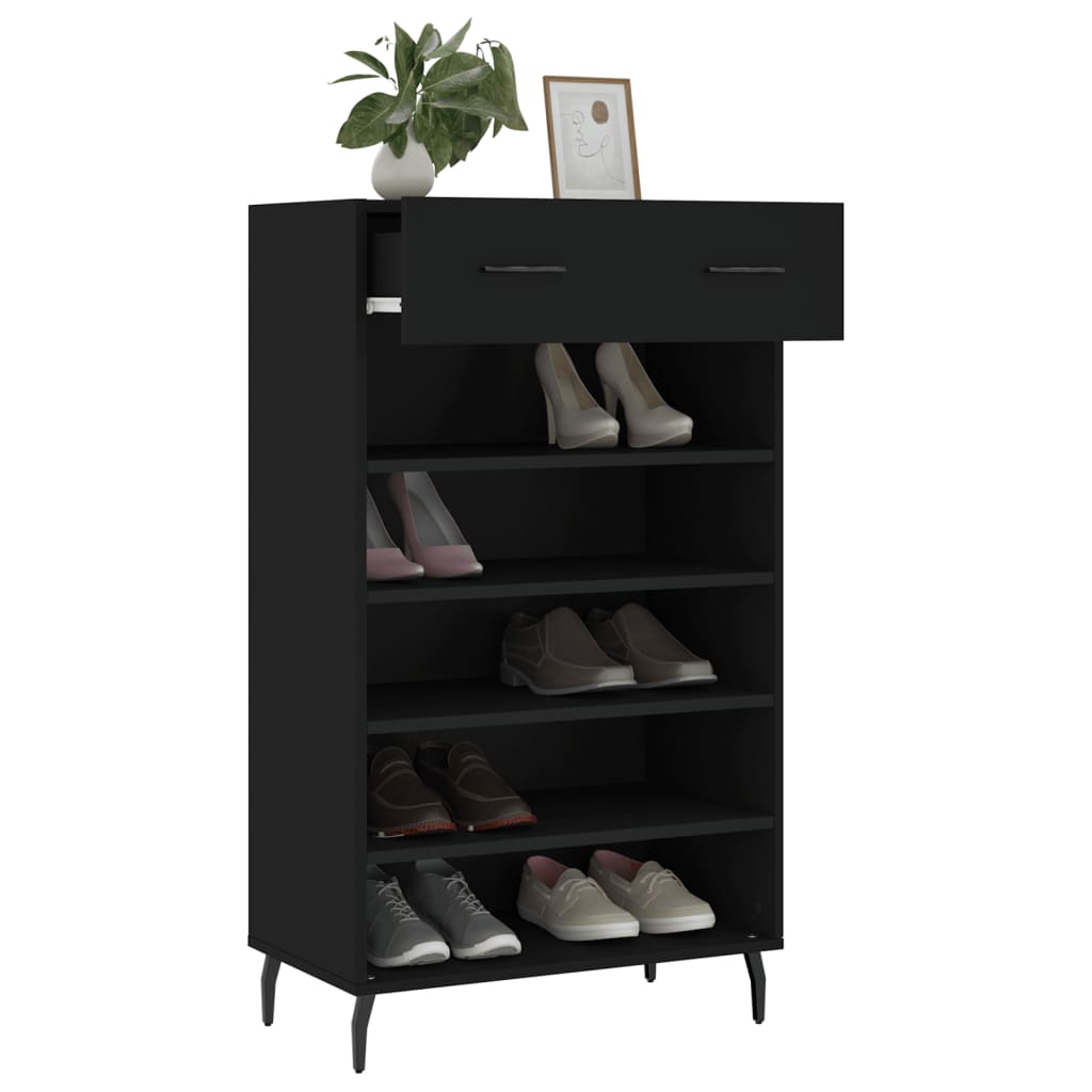fekete szerelt fa cipőszekrény 60 x 35 x 105 cm