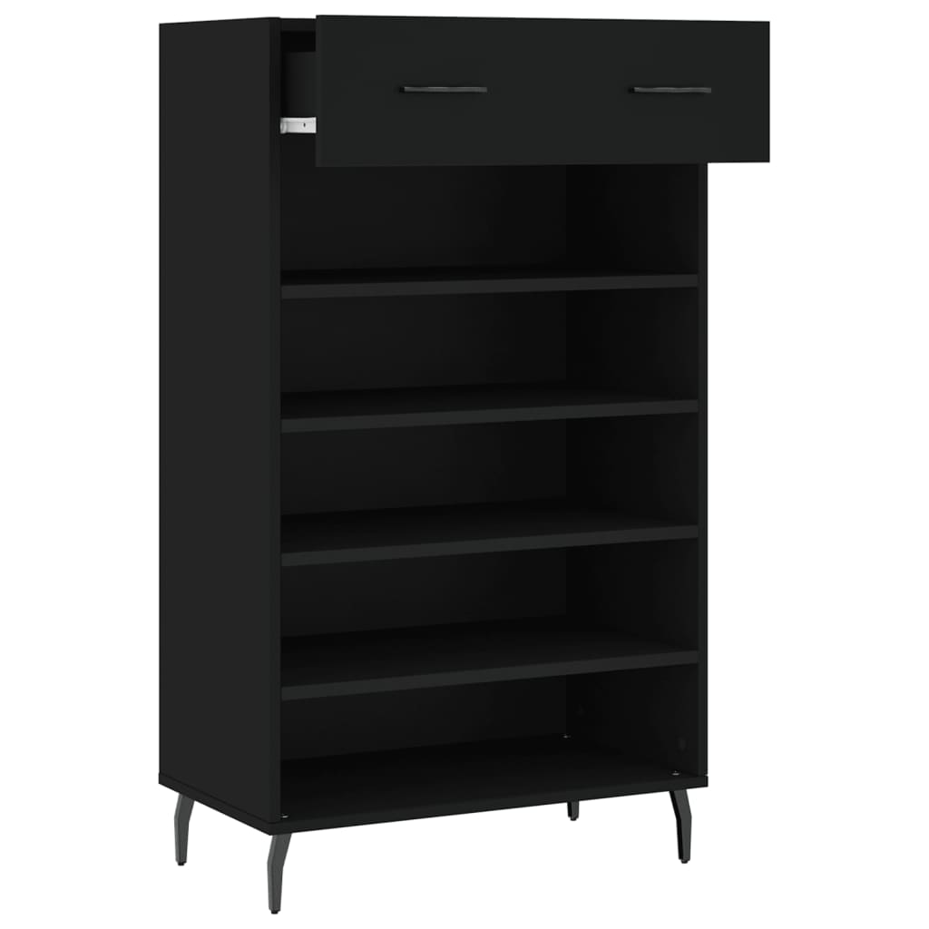 fekete szerelt fa cipőszekrény 60 x 35 x 105 cm