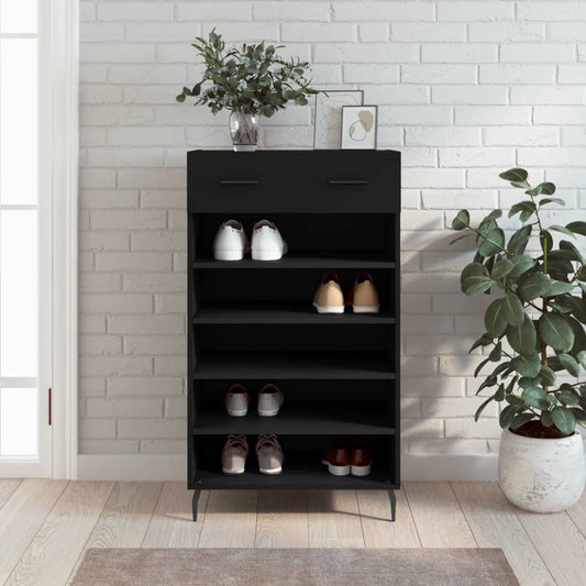 fekete szerelt fa cipőszekrény 60 x 35 x 105 cm
