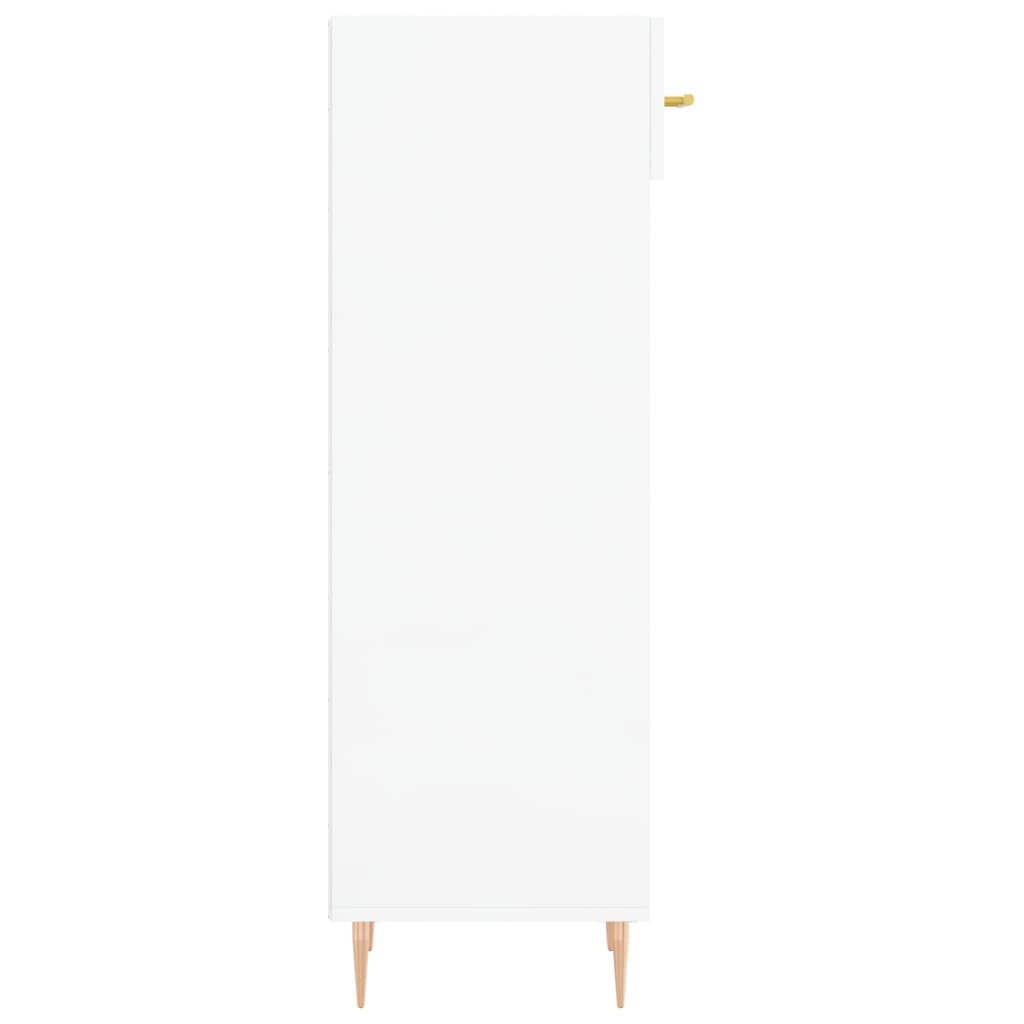 magasfényű fehér szerelt fa cipőszekrény 30x35x105 cm