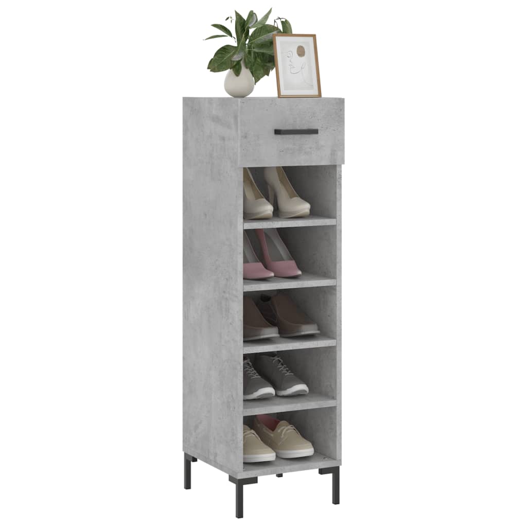 betonszürke szerelt fa cipősszekrény 30 x 35 x 105 cm