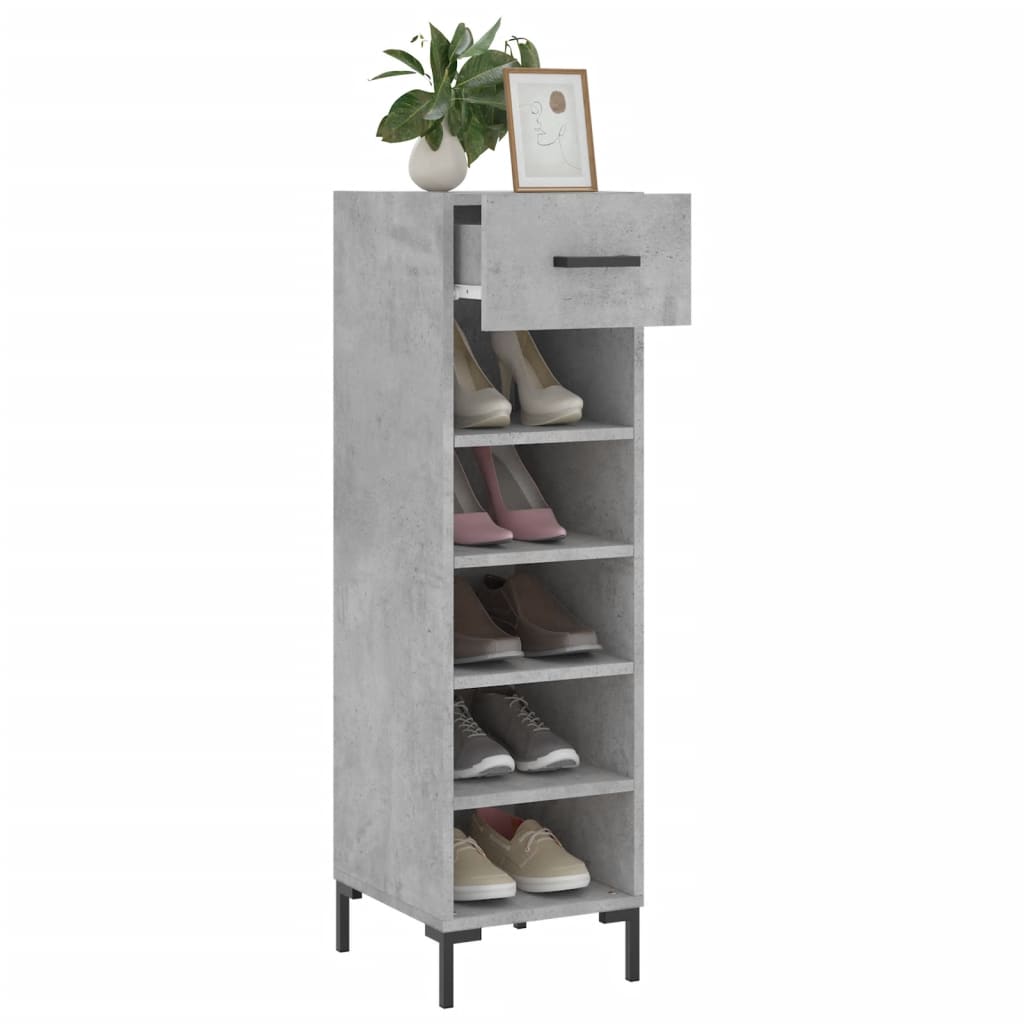betonszürke szerelt fa cipősszekrény 30 x 35 x 105 cm