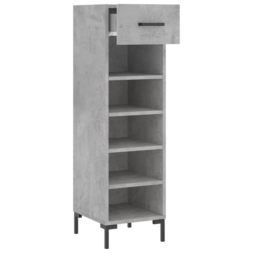 betonszürke szerelt fa cipősszekrény 30 x 35 x 105 cm