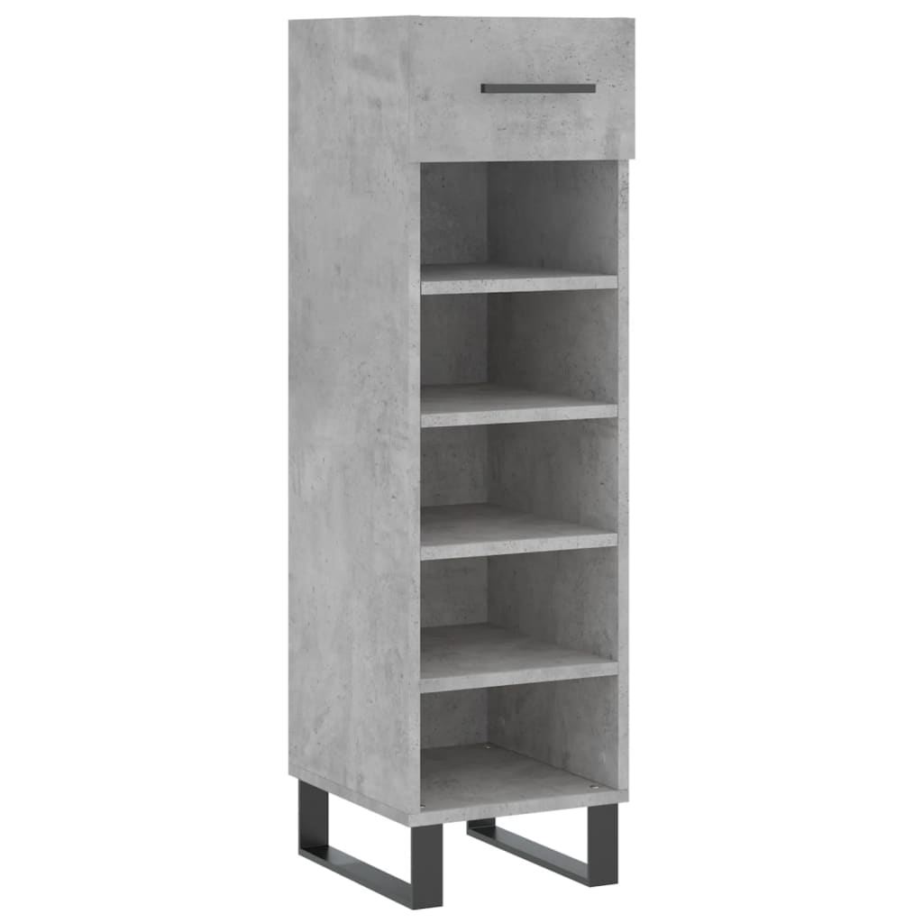 betonszürke szerelt fa cipősszekrény 30 x 35 x 105 cm