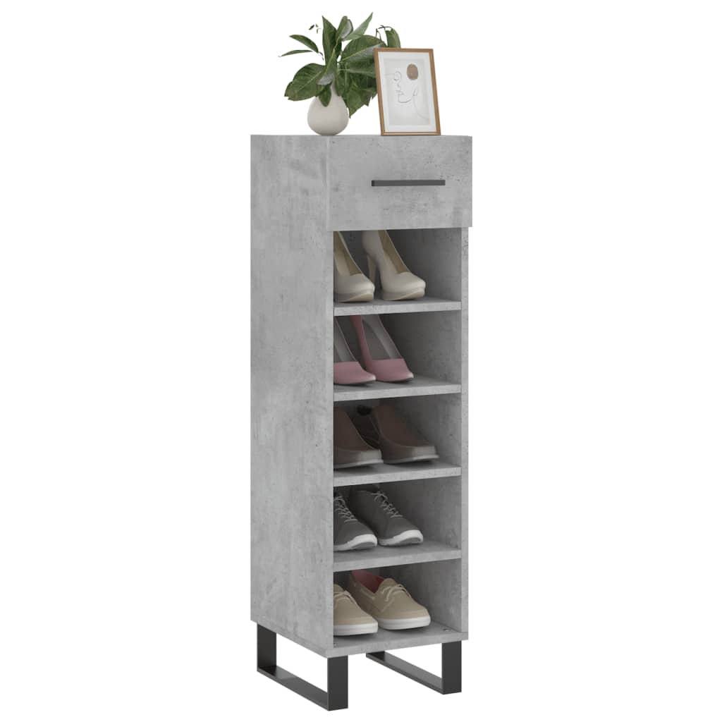 betonszürke szerelt fa cipősszekrény 30 x 35 x 105 cm