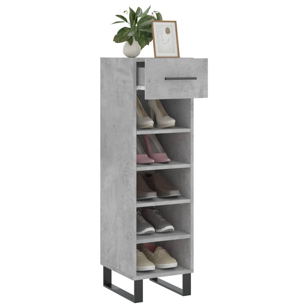 betonszürke szerelt fa cipősszekrény 30 x 35 x 105 cm