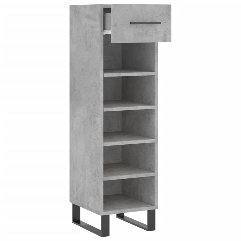 betonszürke szerelt fa cipősszekrény 30 x 35 x 105 cm