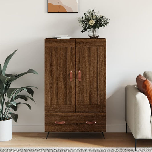 barna tölgyszínű szerelt fa magasszekrény 69,5 x 31 x 115 cm