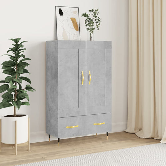 betonszürke szerelt fa magasszekrény 69,5 x 31 x 115 cm