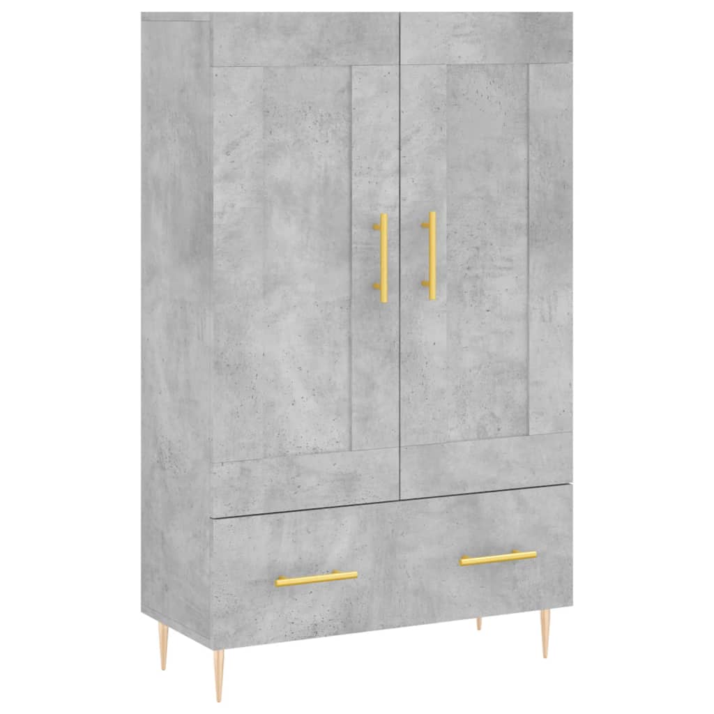 betonszürke szerelt fa magasszekrény 69,5 x 31 x 115 cm
