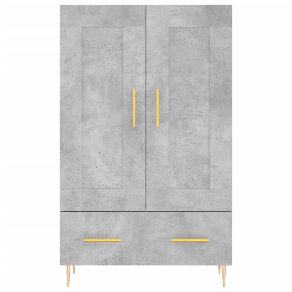 betonszürke szerelt fa magasszekrény 69,5 x 31 x 115 cm