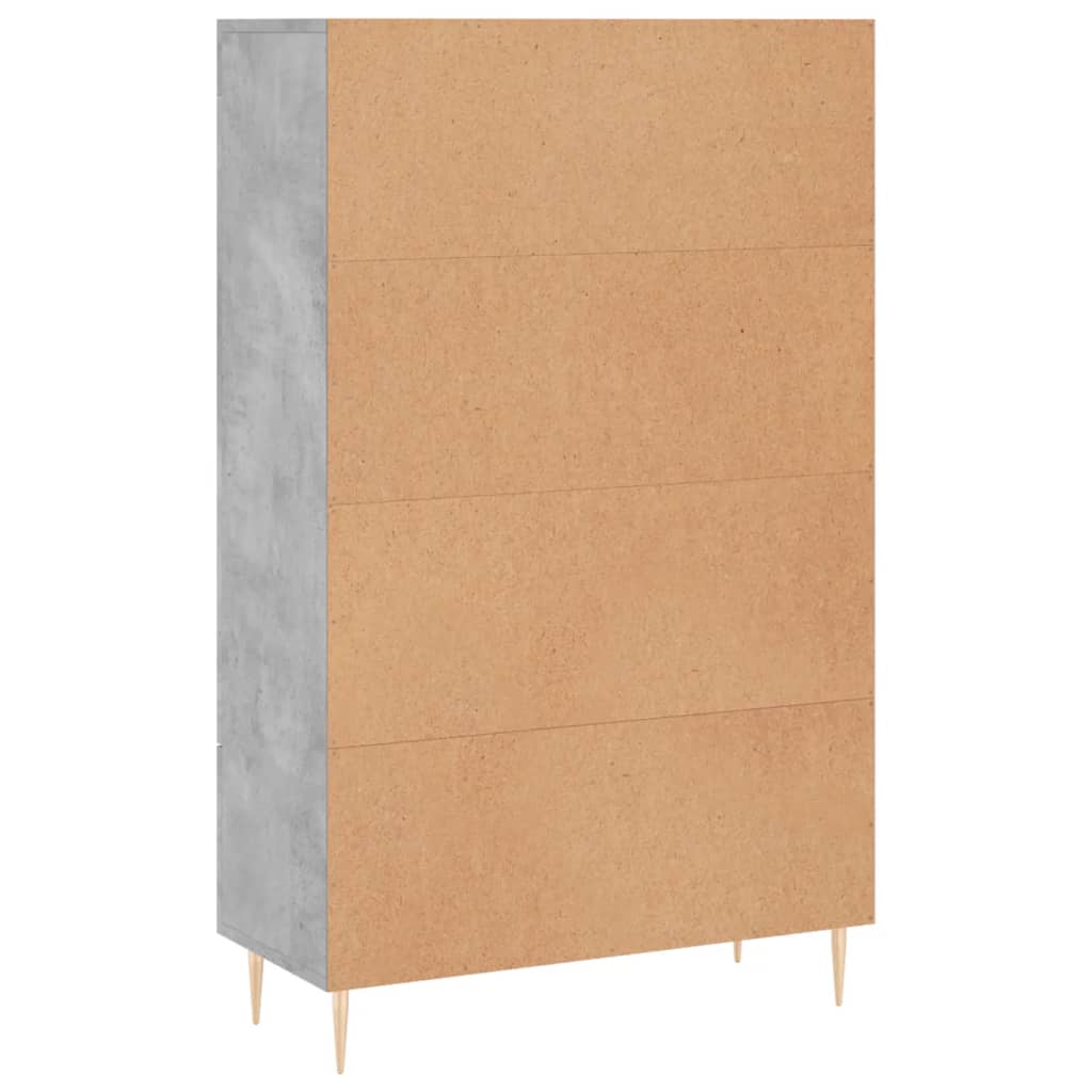 betonszürke szerelt fa magasszekrény 69,5 x 31 x 115 cm