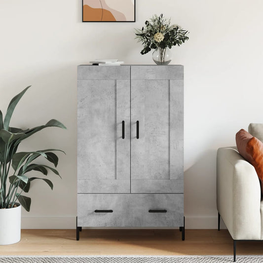 betonszürke szerelt fa magasszekrény 69,5 x 31 x 115 cm