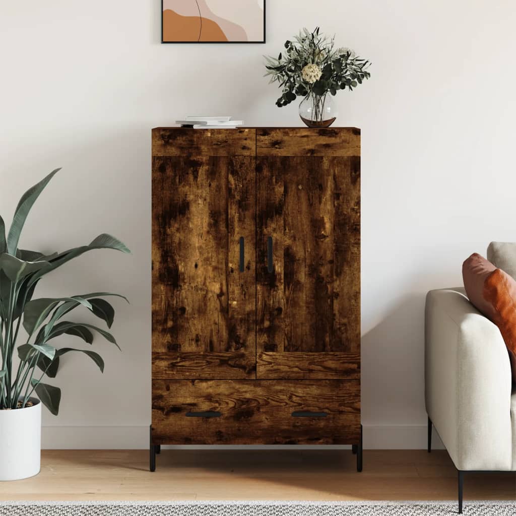 füstös tölgy színű szerelt fa magasszekrény 69,5 x 31 x 115 cm