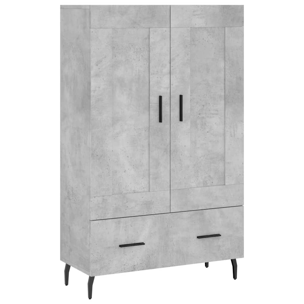 betonszürke szerelt fa magasszekrény 69,5 x 31 x 115 cm