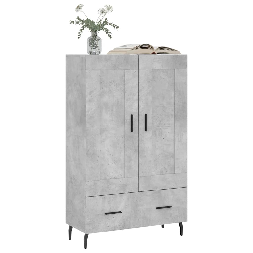 betonszürke szerelt fa magasszekrény 69,5 x 31 x 115 cm