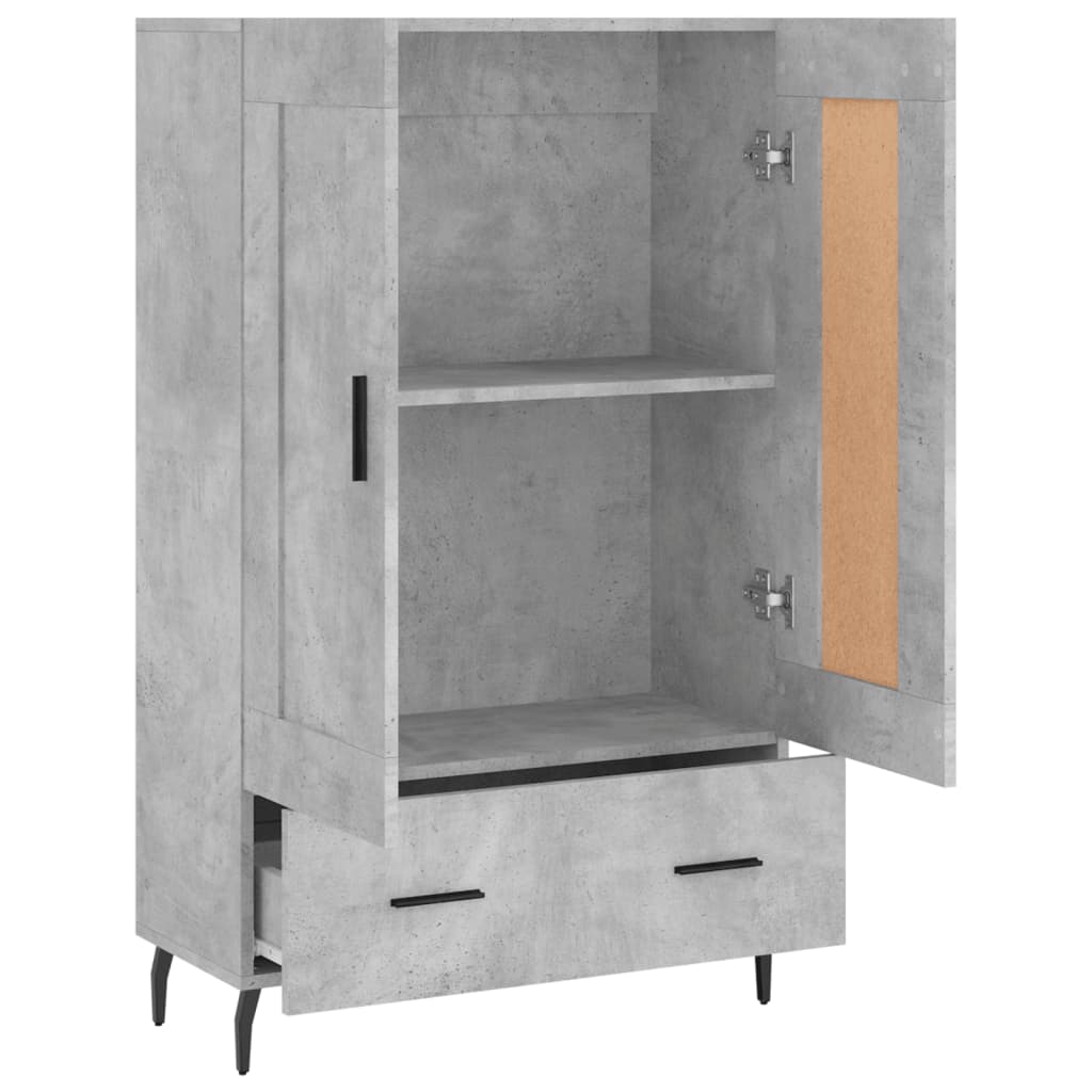 betonszürke szerelt fa magasszekrény 69,5 x 31 x 115 cm