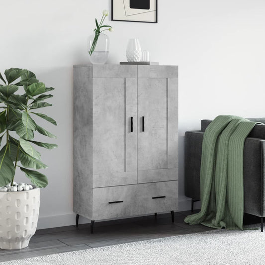 betonszürke szerelt fa magasszekrény 69,5 x 31 x 115 cm