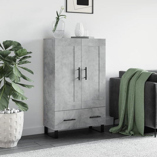 betonszürke szerelt fa magasszekrény 69,5 x 31 x 115 cm
