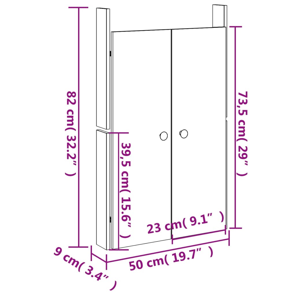 2 db tömör duglászfenyő MEPPEL kültéri konyhaszekrény ajtó 50x9x82 cm