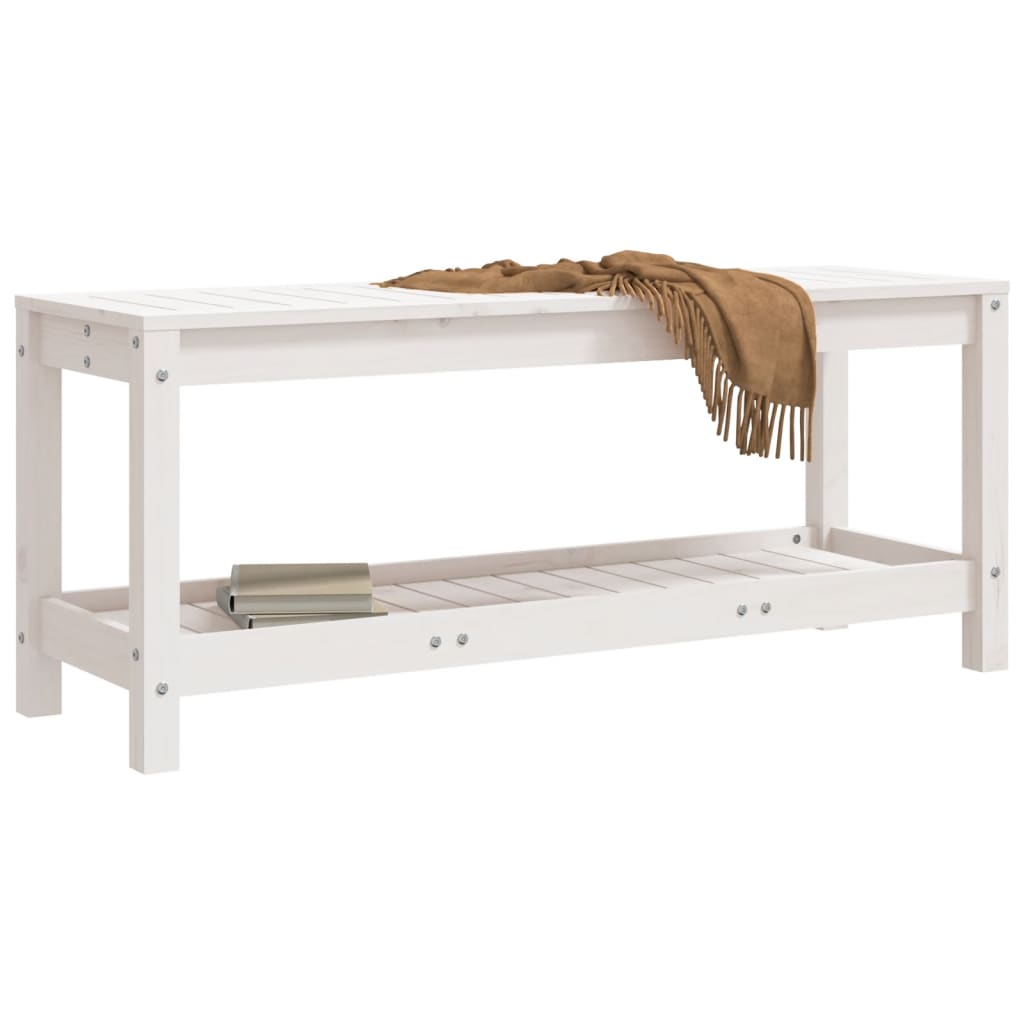 fehér tömör fenyőfa kerti pad 108x35x45 cm