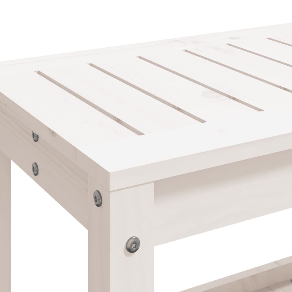 fehér tömör fenyőfa kerti pad 108x35x45 cm