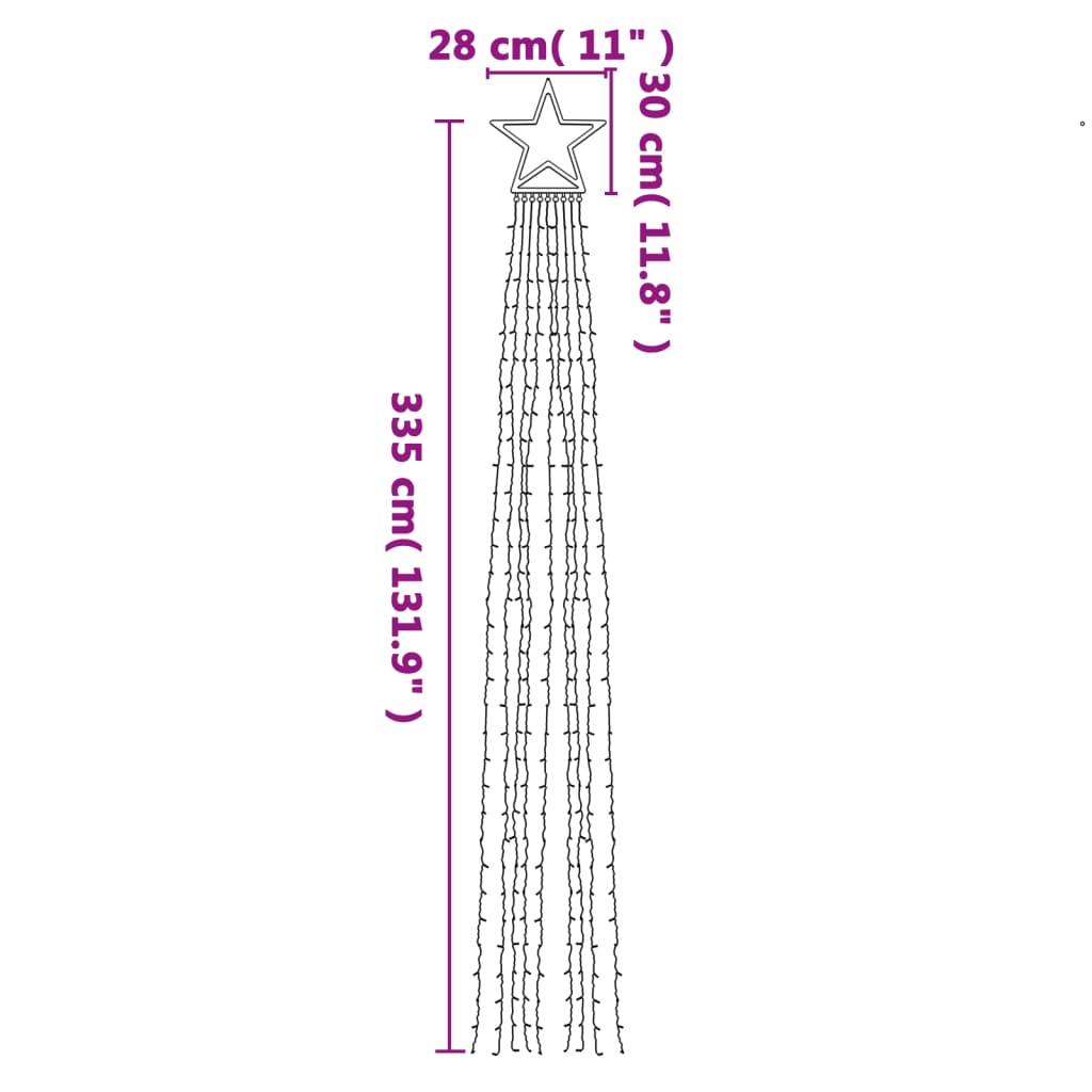 színes 320 LED-es karácsonyfafüzér 375 cm