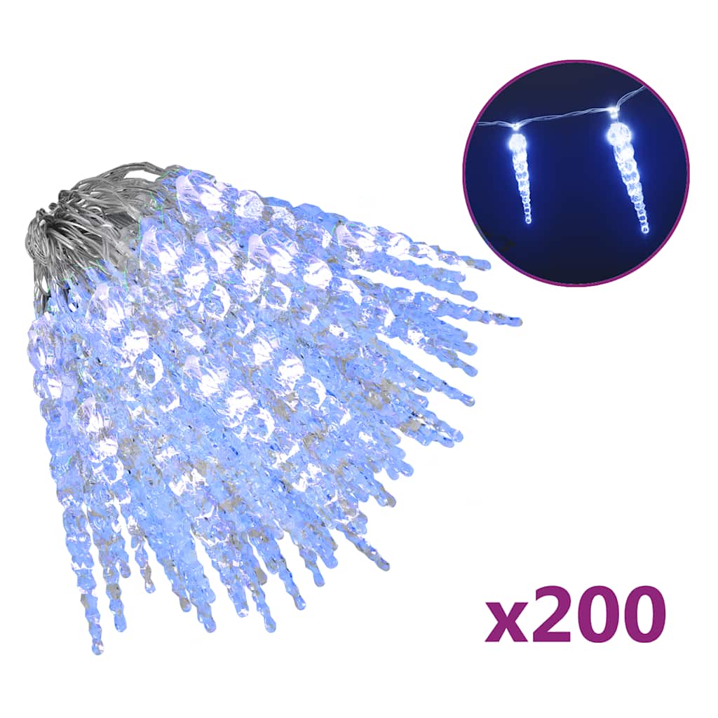 meleg fehér akril PVC karácsonyi jégcsaplámpa 200 LED-del 20 m