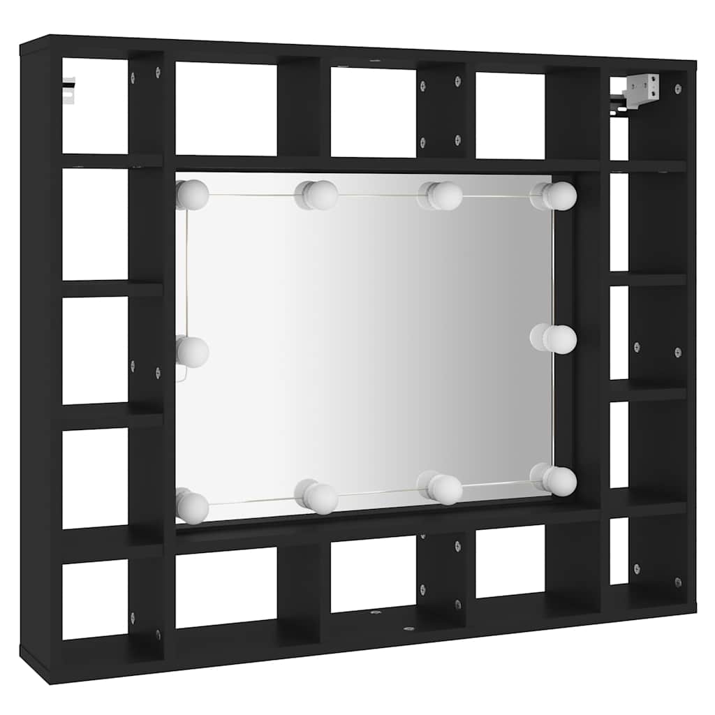 fekete LED-es tükrös szekrény 91x15x76,5 cm