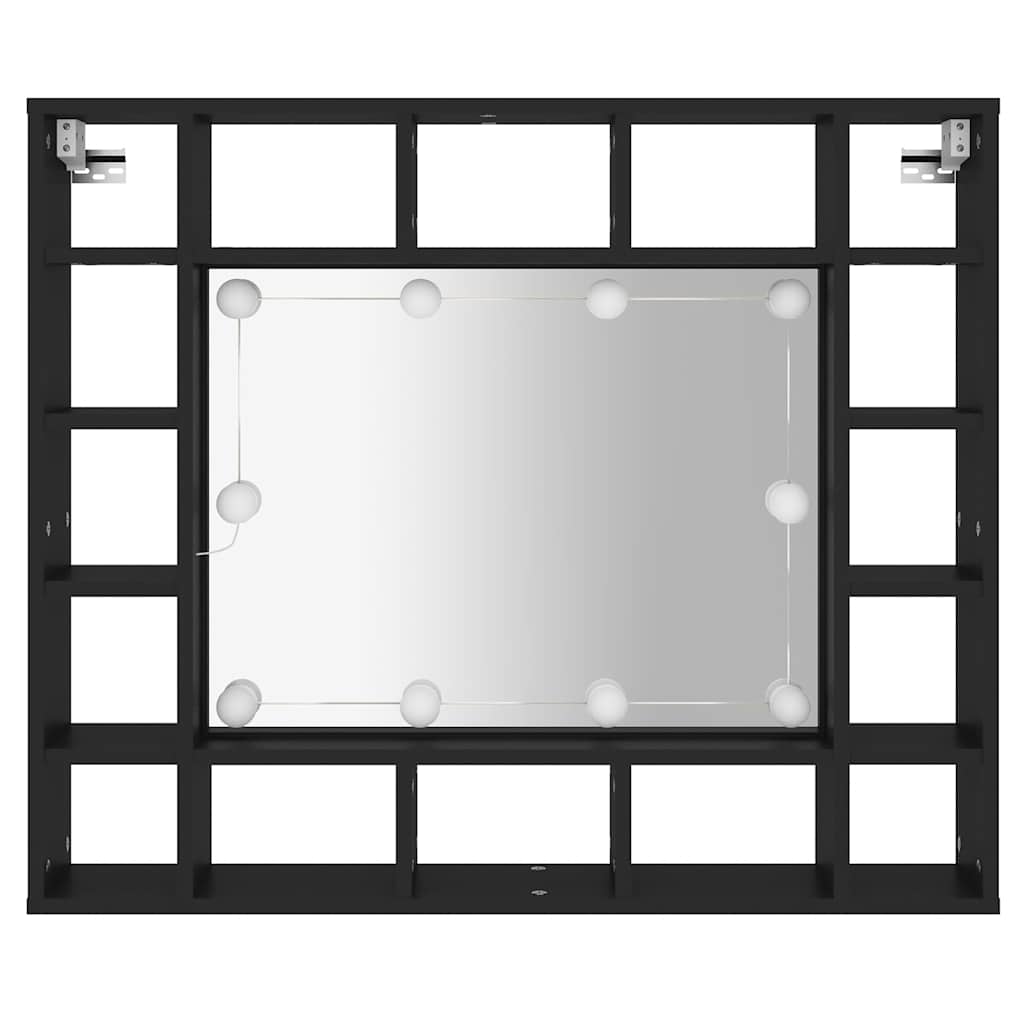 fekete LED-es tükrös szekrény 91x15x76,5 cm