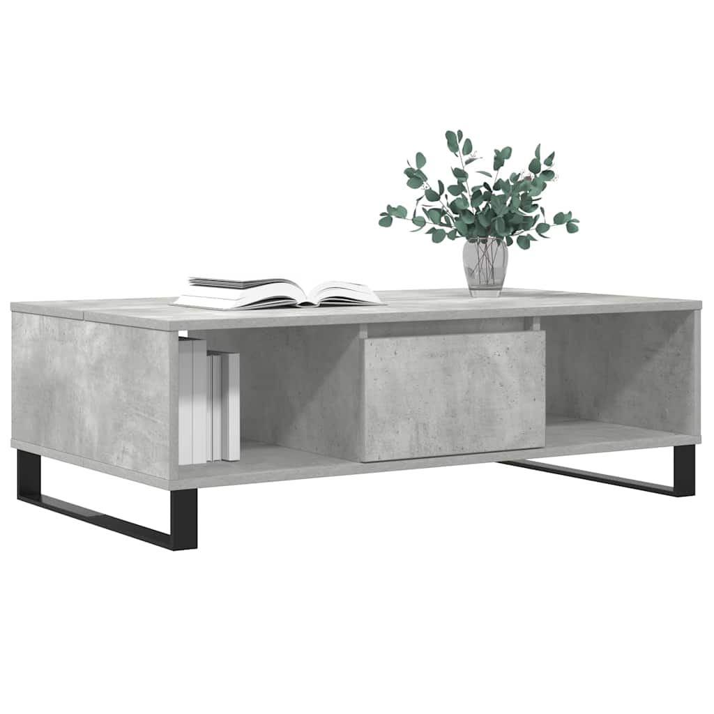 betonszürke szerelt fa dohányzóasztal 104 x 60 x 35 cm