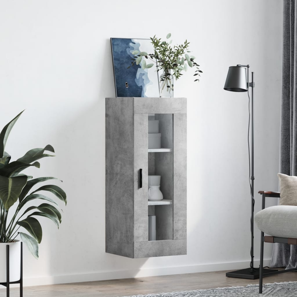 betonszürke fali szekrény 34,5 x 34 x 90 cm