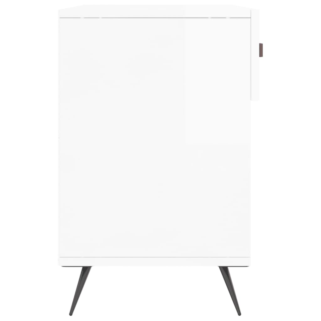 magasfényű fehér szerelt fa cipőpolc 102x35x55 cm