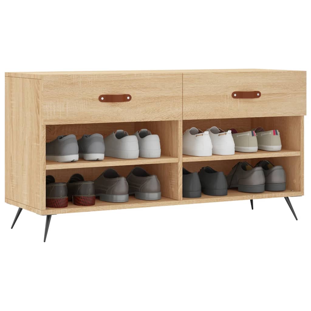 sonoma tölgy színű szerelt fa cipőpolc 102x35x55 cm