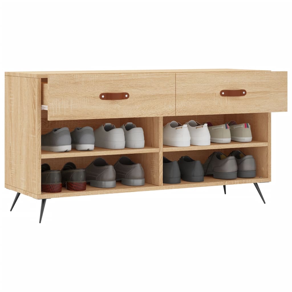sonoma tölgy színű szerelt fa cipőpolc 102x35x55 cm