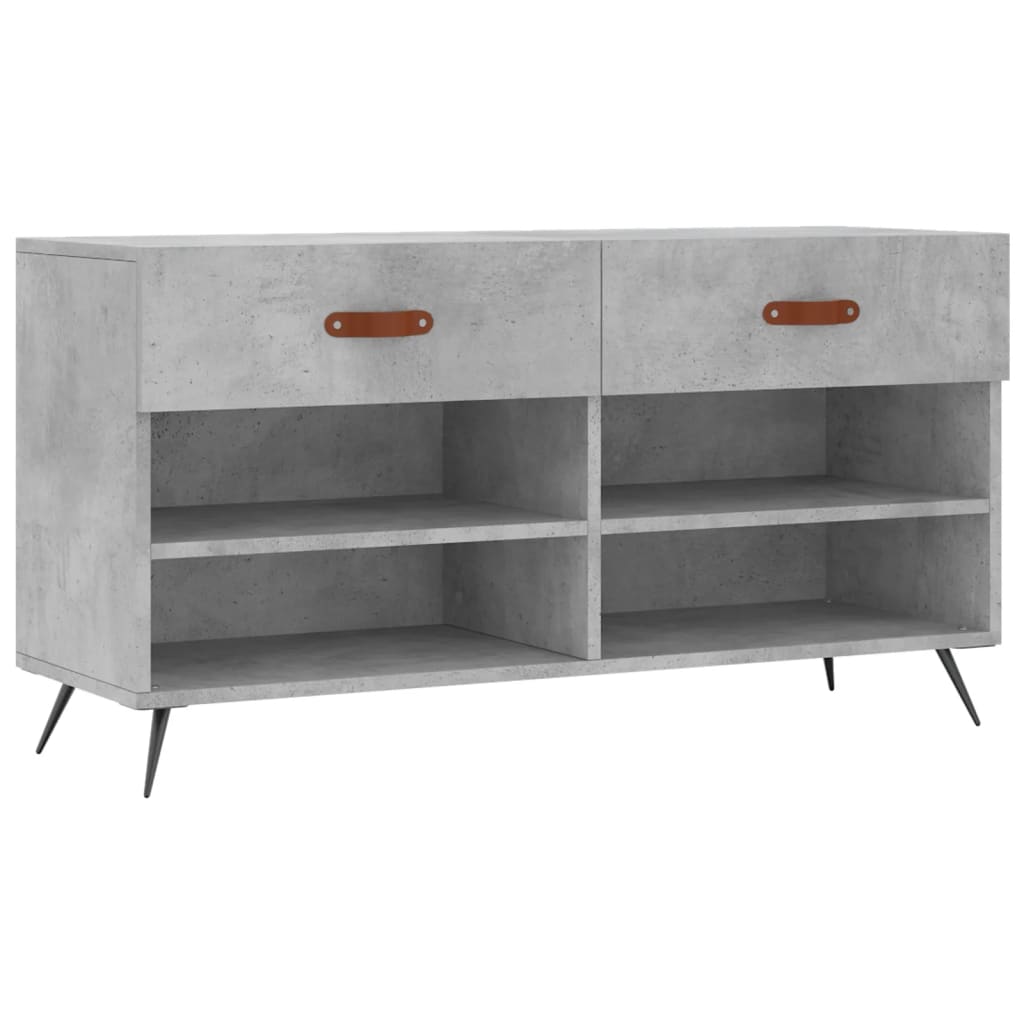 betonszürke szerelt fa cipőpolc 102 x 35 x 55 cm