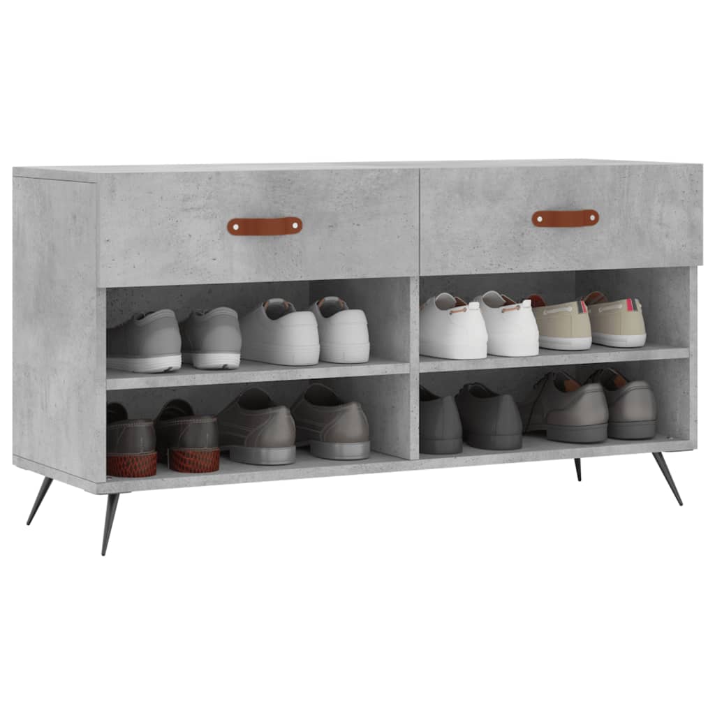betonszürke szerelt fa cipőpolc 102 x 35 x 55 cm